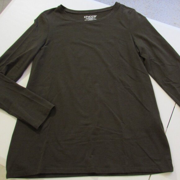 Chicos Touch Of Cool L/S Layering Tee Primordial Forest Green Size 0 (Small) - Picture 1 of 12